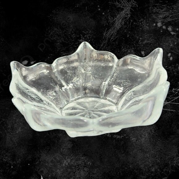 Mid Century Viking Glass Epic Stockholm 5 Spiked Clear Glass Lotus Bowl Vintage - Picture 11 of 11